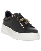 Zwart/gouden amberkleurige leren sneakers