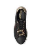 Zwart/gouden amberkleurige leren sneakers
