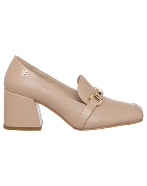 Mocassins Iris beiges - Talon 5 cm