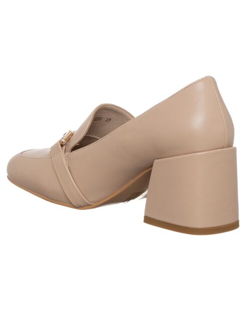Mocassins Iris beiges - Talon 5 cm