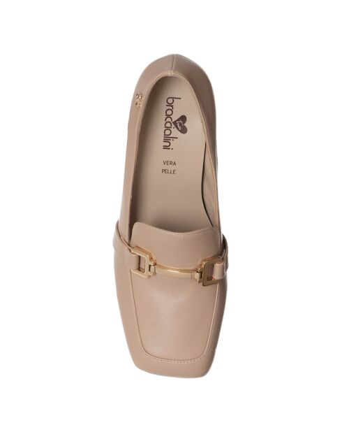 Mocassins Iris beiges - Talon 5 cm