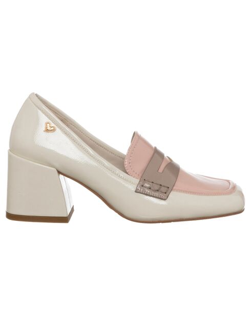Mocassini Inaya beige/rosa - tacco 5 cm