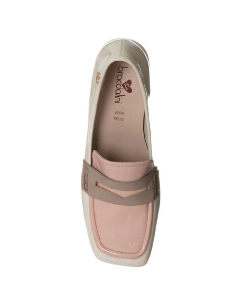 Mocassini Inaya beige/rosa - tacco 5 cm
