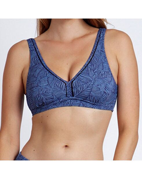 Haut de maillot de bain ajouré bleu