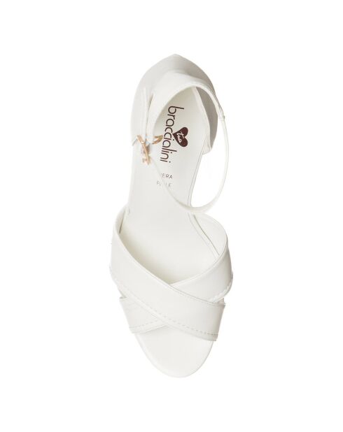 Sandales compensées Lya blanches - Talon 12.5 cm