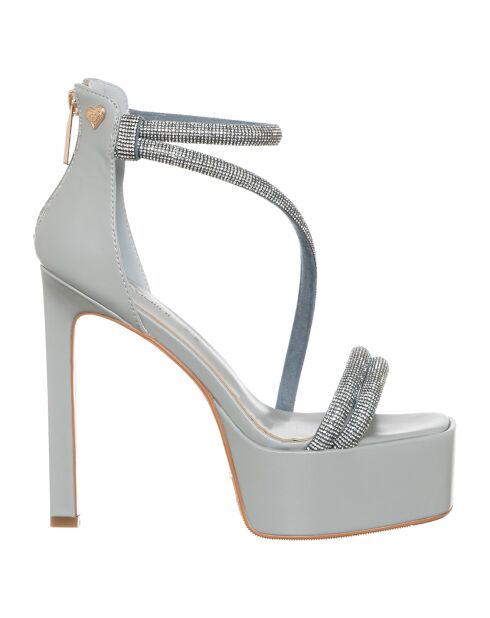 Sandales Lyana argenté/ bleu clair - Talon 13.5 cm