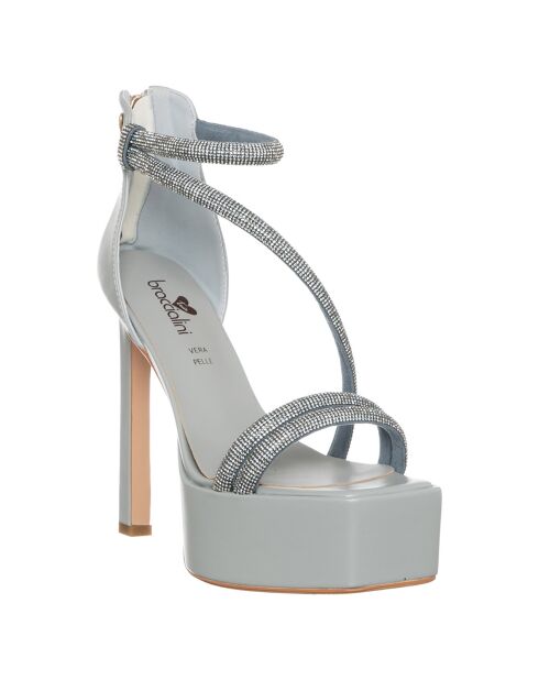 Sandales Lyana argenté/ bleu clair - Talon 13.5 cm