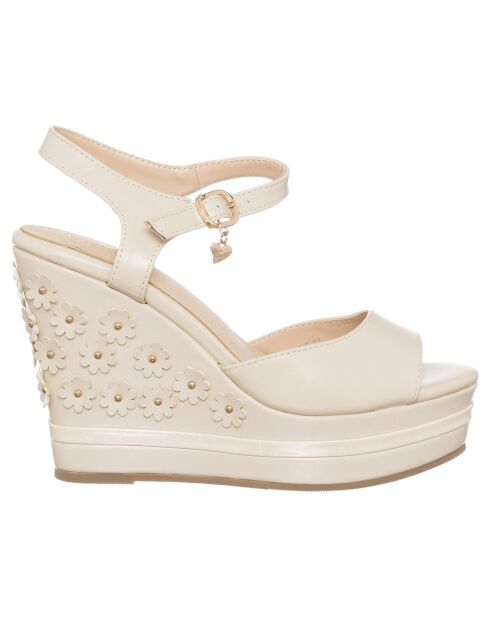 Sandales compensées Olivia beiges - Talon 12 cm