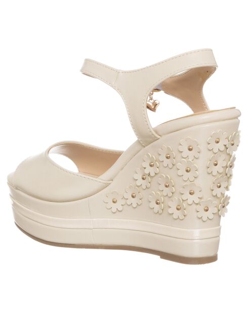 Sandales compensées Olivia beiges - Talon 12 cm