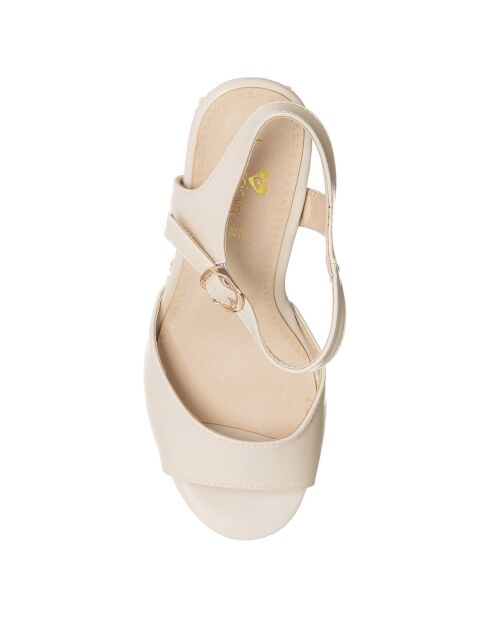 Sandales compensées Olivia beiges - Talon 12 cm