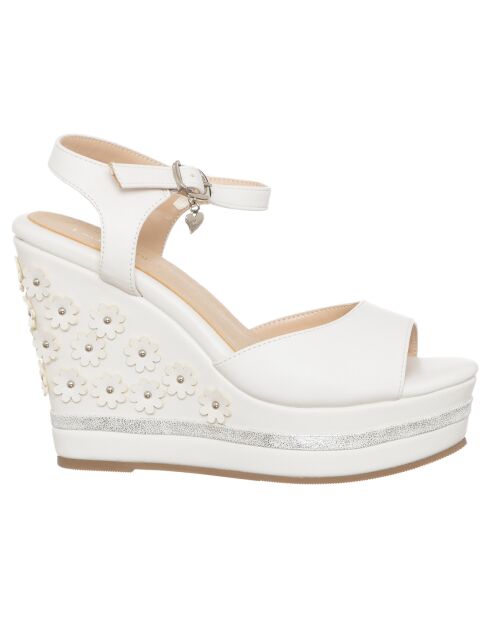 Sandales compensées Olivia blanches - Talon 12 cm