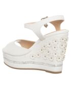 Sandales compensées Olivia blanches - Talon 12 cm