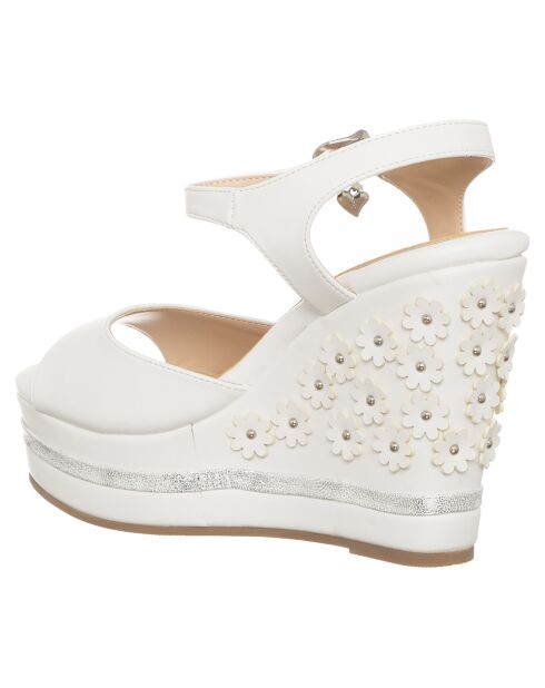 Sandales compensées Olivia blanches - Talon 12 cm