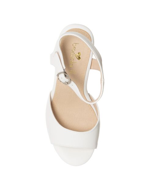 Sandales compensées Olivia blanches - Talon 12 cm