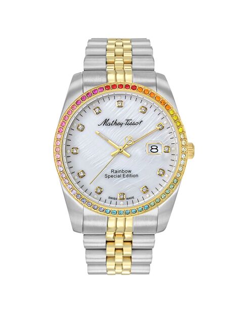 Montre Mixte en Acier Quartz Mathy Rainbow argenté/doré