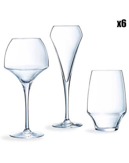Ensemble de verres Open Up - 18 pièces transparents