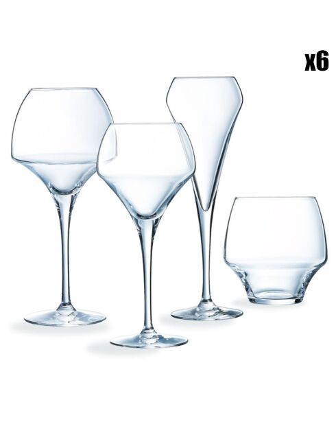 Open Up glazenset - 24 stuks transparant Open Up