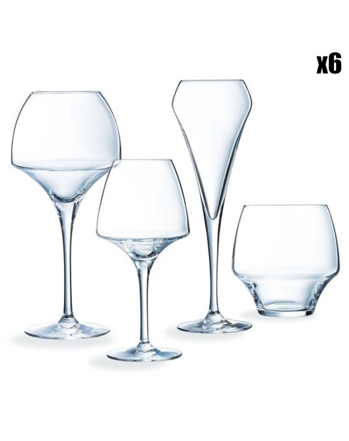Ensemble de verres Open Up -  24 pièces transparents
