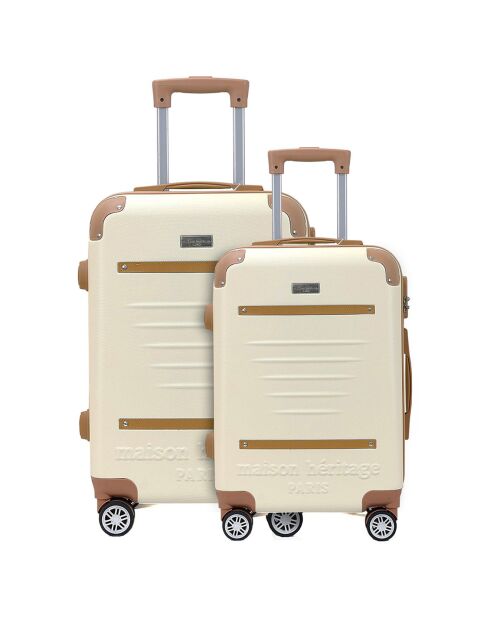 2 maletas 4 ruedas dobles Trocadéro 55/65 cm crema