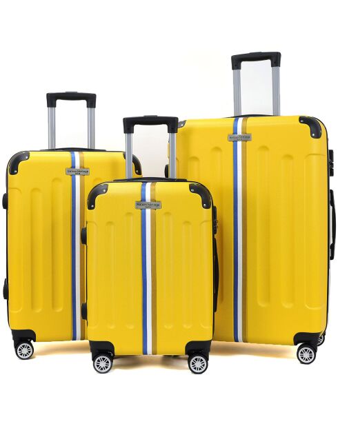 3 Valises 4 roues doubles Rivoli 55/65/75 cm jaune moutarde