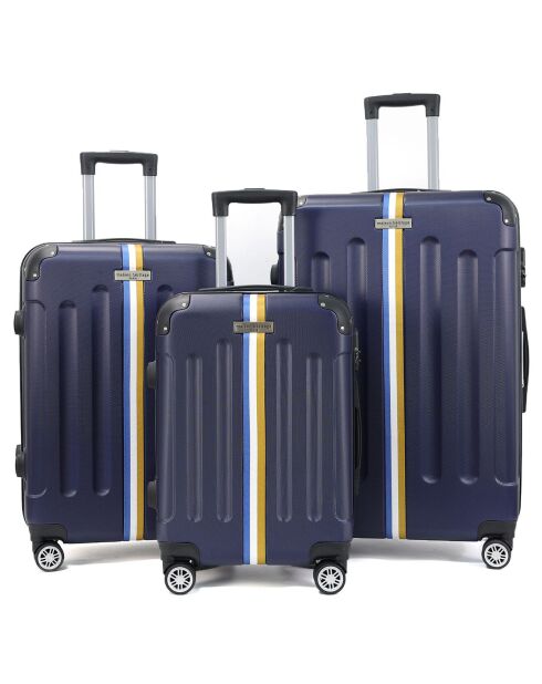 3 Valises 4 roues doubles Rivoli 55/65/75 cm bleu marine