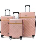 3 Valises 4 roues doubles Odeon 55/65/75 cm rose doré