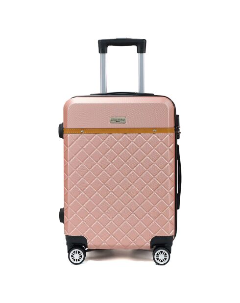 Valise Cabine 4 roues doubles Odeon 55 cm rose doré