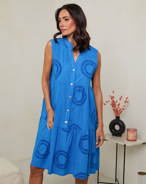 Robe 100% Lin Hortance royal