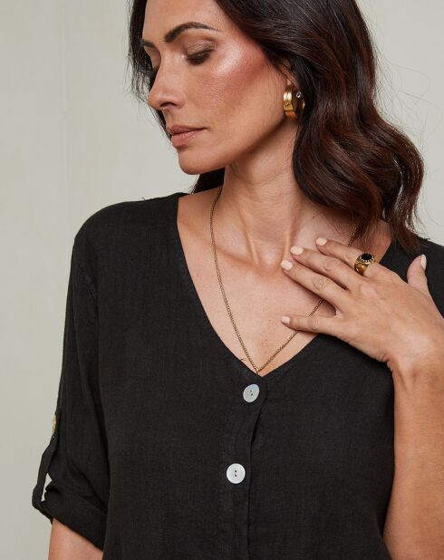 Maude zwarte top van 100% linnen