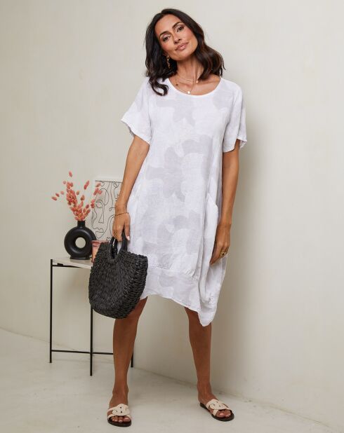 Florina weißes Kleid aus 100% Leinen