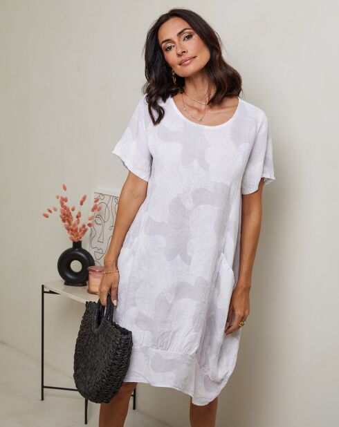 Florina weißes Kleid aus 100% Leinen