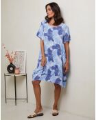 Florina blaues Kleid aus 100% Leinen