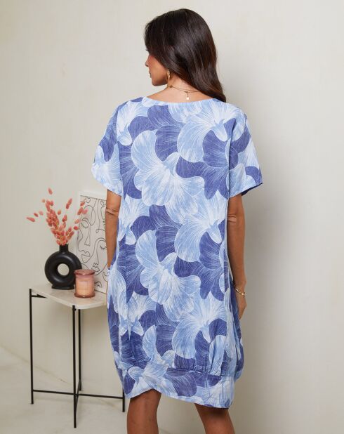 Florina blaues Kleid aus 100% Leinen