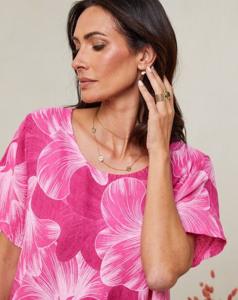 Florina Fushia Kleid aus 100% Leinen