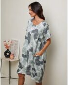 Florina khakifarbenes Kleid aus 100% Leinen