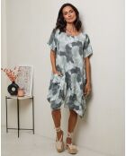 Florina khakifarbenes Kleid aus 100% Leinen