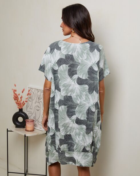 Florina kaki jurk van 100% linnen