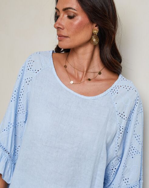 Tunique 100% Lin Claudine ciel