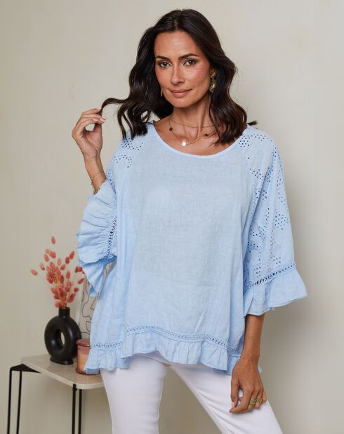 Tunique 100% Lin Claudine ciel