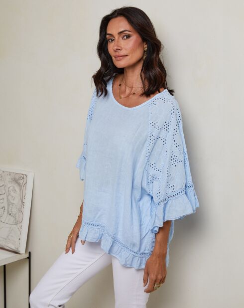 Tunique 100% Lin Claudine ciel