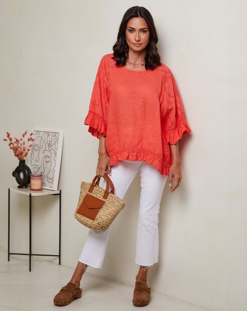 Tunique 100% Lin Claudine corail