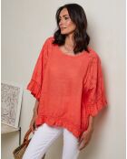 Tunique 100% Lin Claudine corail