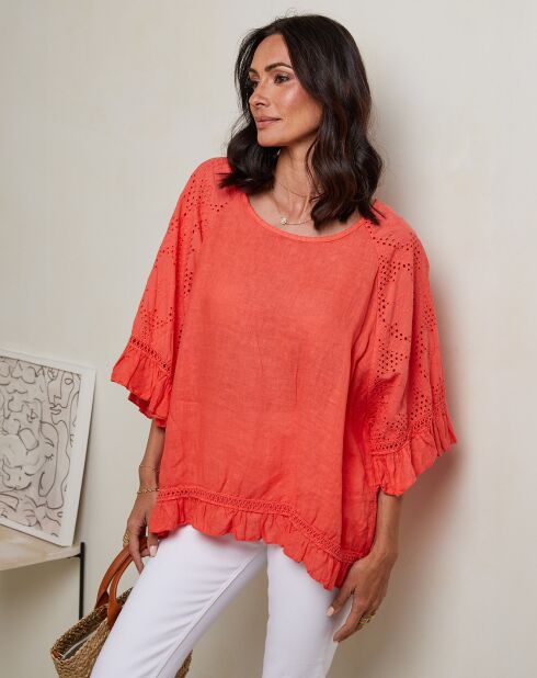 Tunique 100% Lin Claudine corail