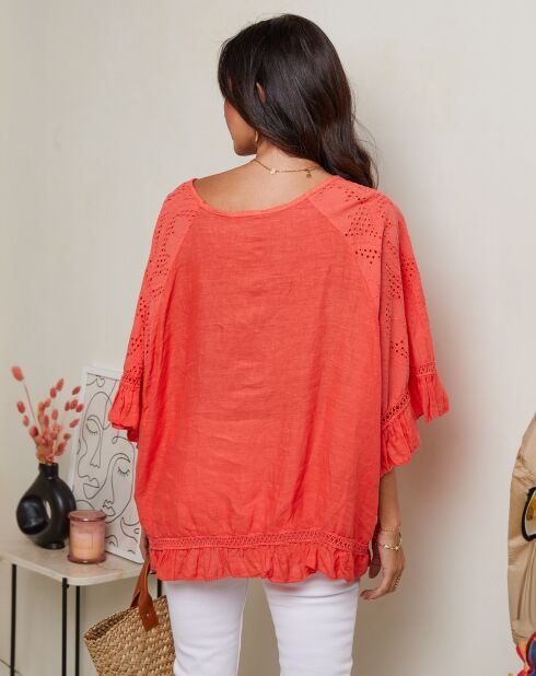 Tunique 100% Lin Claudine corail