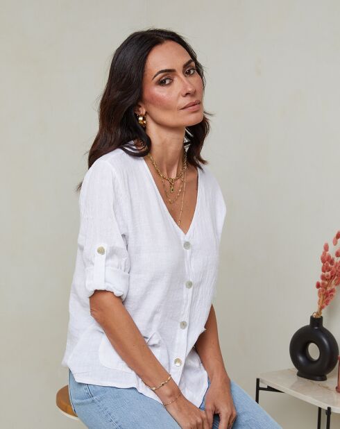 Maude weißes Top aus 100% Leinen