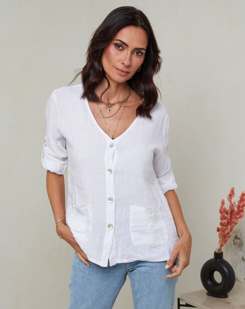 Maude weißes Top aus 100% Leinen