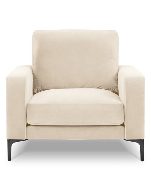 Fauteuil Velours Venus beige clair - 92x92x90 cm