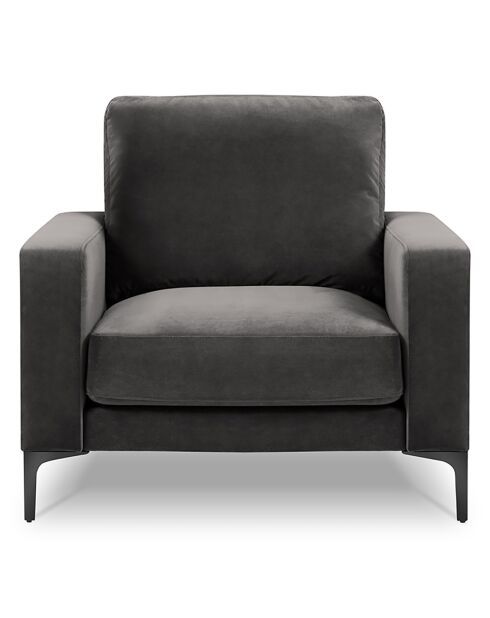 Fauteuil Velours Venus gris - 92x92x90 cm
