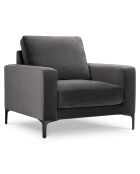 Fauteuil Velours Venus gris - 92x92x90 cm