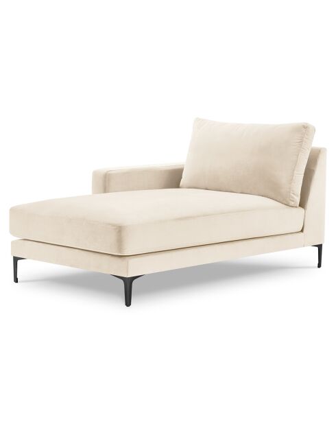 Méridienne Velours Gauche Venus beige clair - 160x104x90 cm